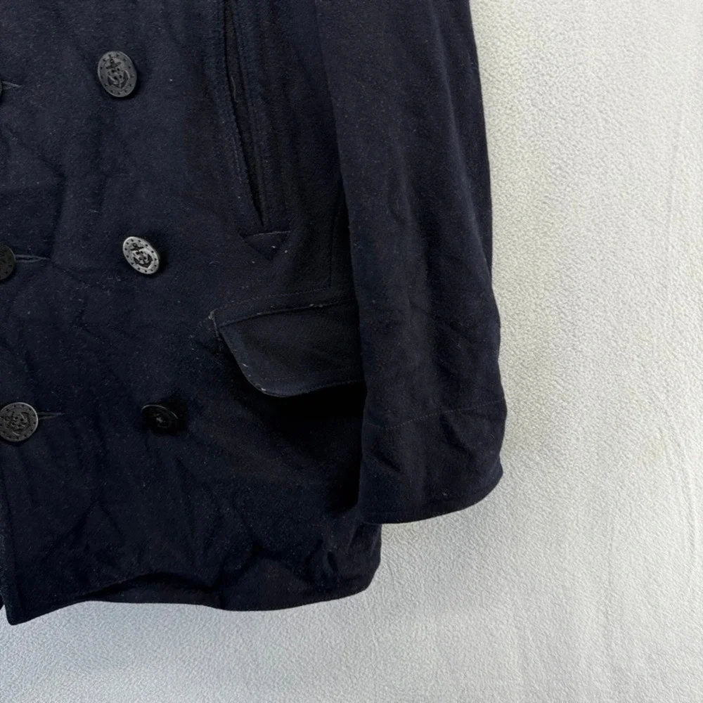 Polo Ralph Lauren Pea Coat Mens Medium Blue Double Breasted Wool Blend Nautical